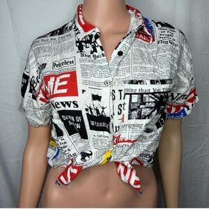 Forever 21 Black and Red Print Button Down Shirt